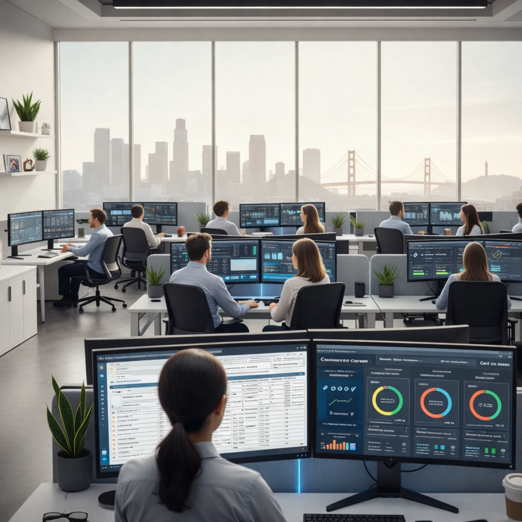 Medical Billing Team Working in Office