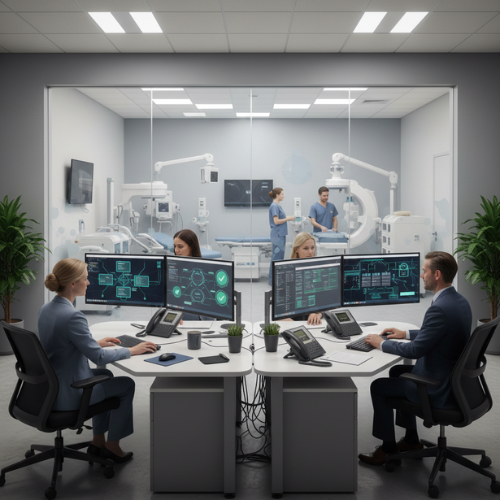 Healthcare operations team in Texas monitoring clinical data and surgical workflows in real-time.