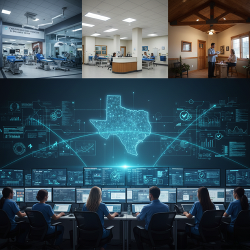 Healthcare operations team in Texas monitoring clinical data and surgical workflows in real-time.
