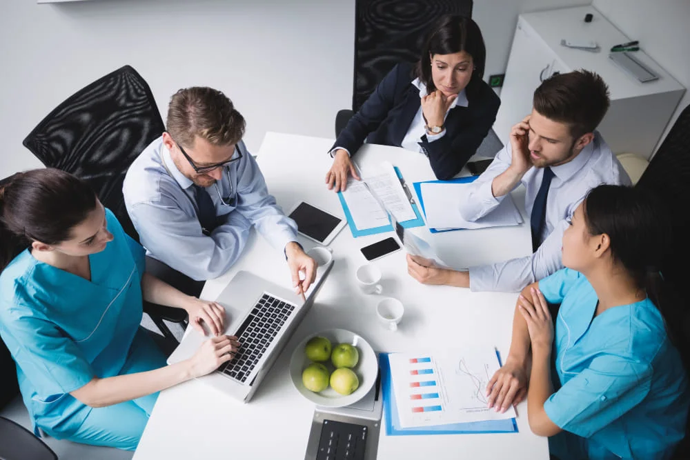 Physician and healthcare operations specialist planning