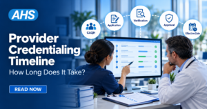 Provider and credentialing specialist reviewing payer enrollment timeline and approval milestones